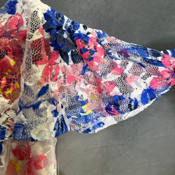 Kensie Girl Multi Dress Size M 10/12 Tropical Floral Printed Lace‎ Cold Shoulder - Picture 8 of 8
